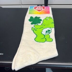 Care Bears Beige Socks with Green Bear Design St. Patrick’s Day